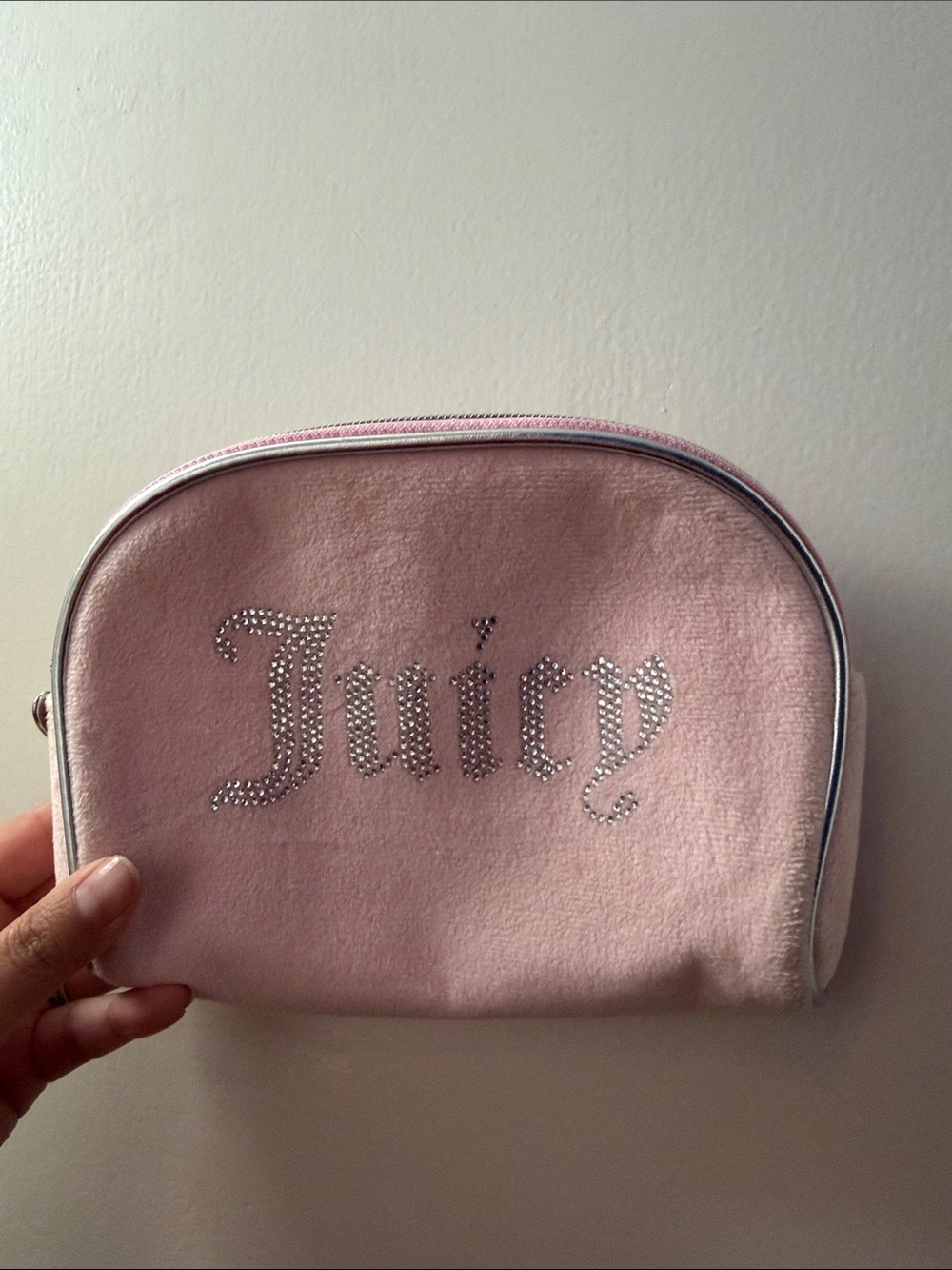 Juicy Couture Light Pink Velour Rhinestone Pouch